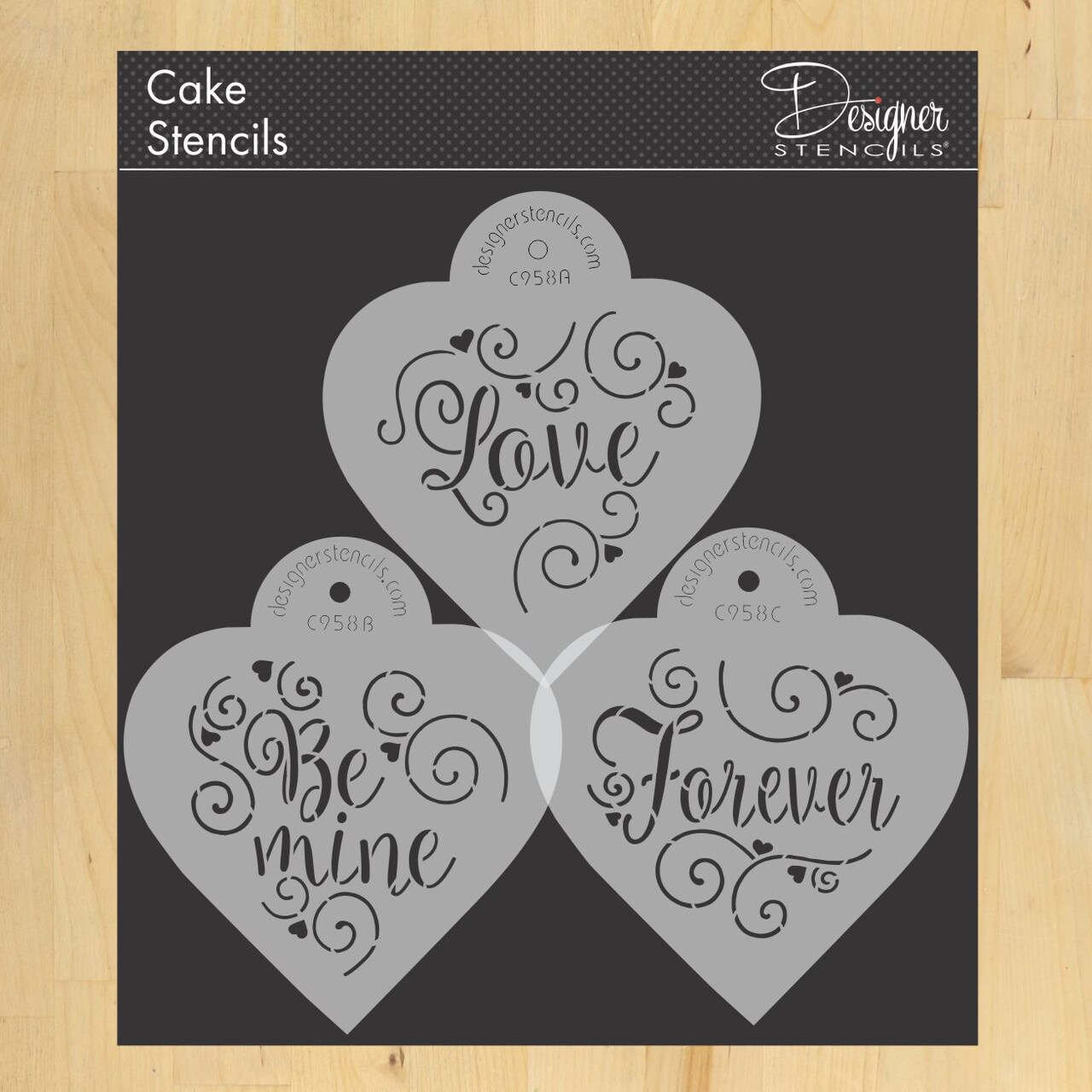 Love, Be Mine, Forever Hearts Cookie Stencil Set | Baking Stencils for Royal Icing, Airbrush, Dusting Powder |